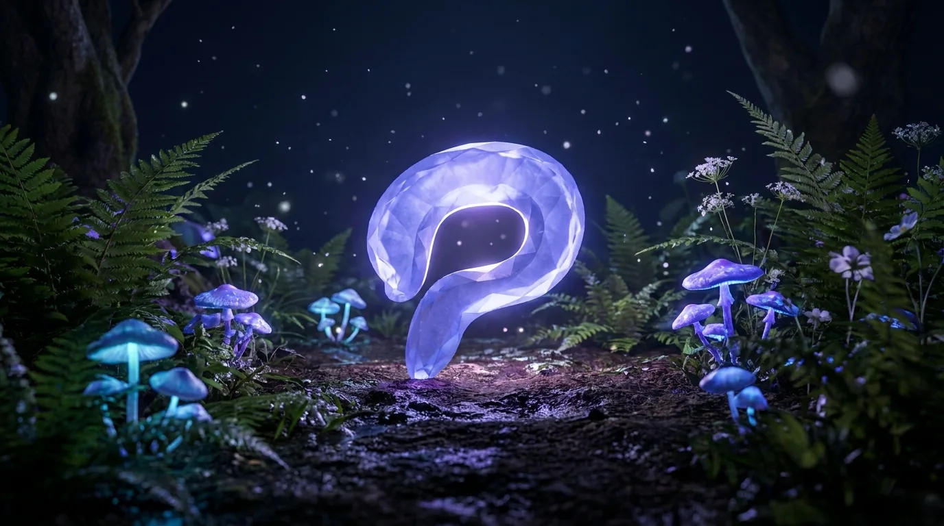 A glowing Piffect mark standing in a bioluminescent forest